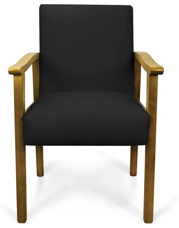 Poltrona Eloisa Veludo Base de Madeira Castanho - Preto