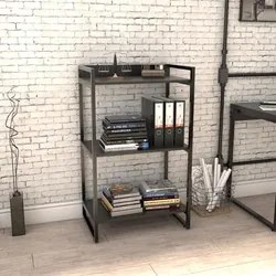 Kit 3 Estantes Livreiro Prisma Estilo Industrial 60cm 3 Prateleiras C0