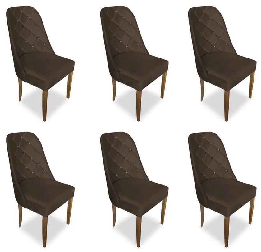 kit com 6 Cadeiras de Jantar Dublin Suede Marrom
