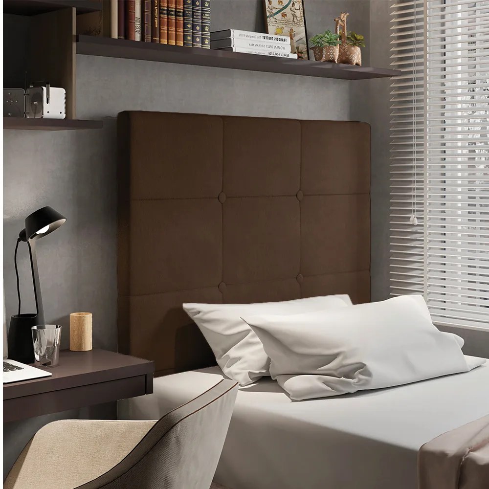 Cabeceira Solteiro Cama Box 90cm para Quarto Stambul Suede M11 - D'Rossi - Marrom