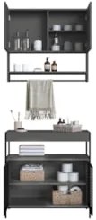 Gabinete de Banheiro Liny 80cm e Espelheira Moscow Grafite Z54 - Mpoze