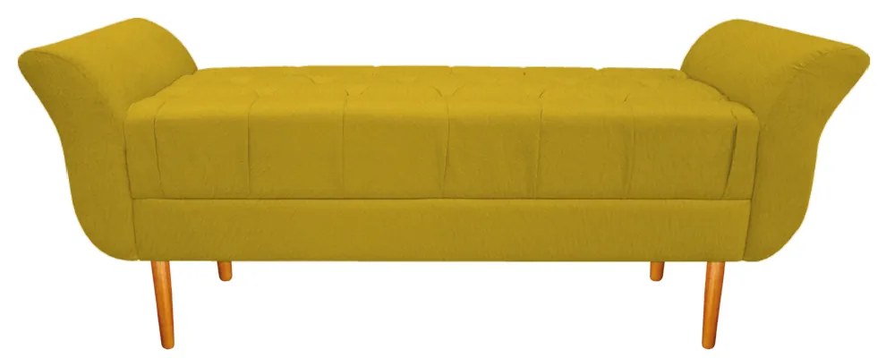 Recamier Estofado Ari 140 cm Casal Suede Amarelo - ADJ Decor