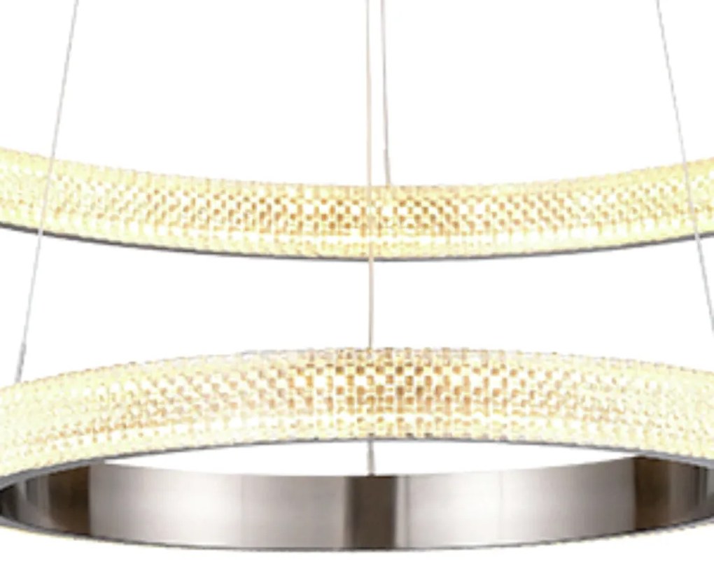 Pendente Oca Aros Duplo Ø60X4Cm / Ø40X4Cm Led 54W 3000K Bivolt | Bella... (NIckel)