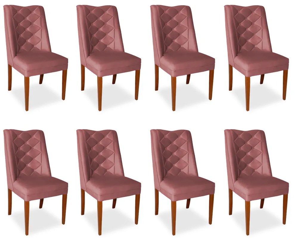 Kit 8 Cadeiras de Jantar Micheli Suede Rose