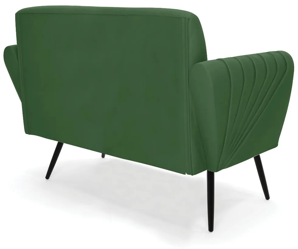 Sofá Namoradeira com Poltrona Pés Palito de Ferro Bruna Suede - D'Rossi - Verde