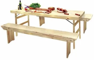 Conjunto Mesa e 2 Bancos em Madeira Naturalle Verniz Tramontina 91757100