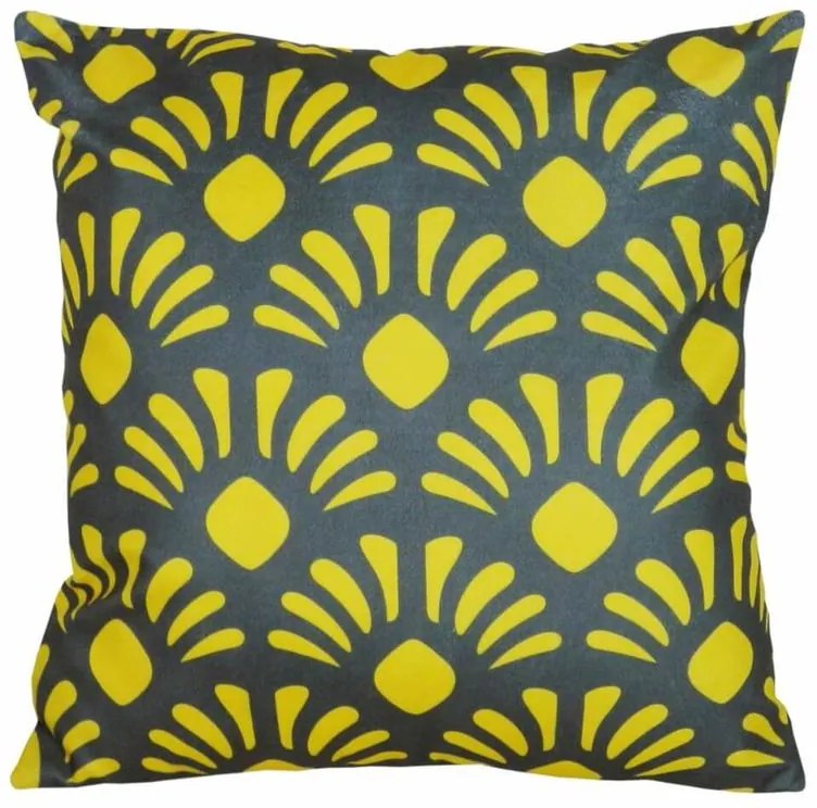 Capa de Almofada Suede Suprema em Tons Amarelo e Cinza - Círculos Ligados - 60x60cm