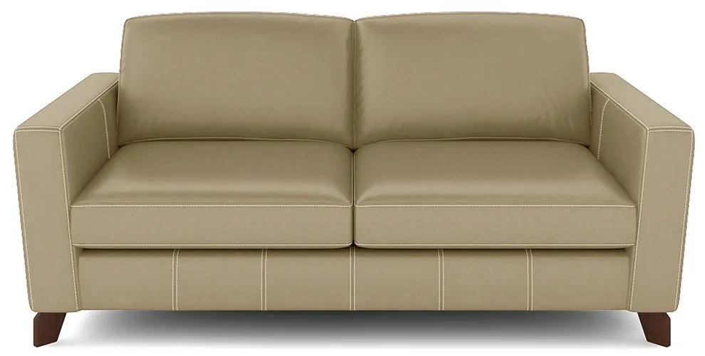 Sofá Sala de Estar Living 3 Lugares 240cm Presley Pés Madeira Couro Bege G52 - Gran Belo
