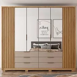 Guarda Roupa Casal Com 4 Espelhos 6 Portas Martin C01 Buriti/Fendi - M
