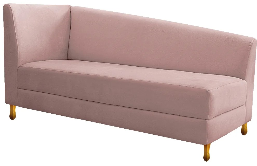 Recamier Valéria 140cm Lado Direito Suede Rosê - ADJ Decor