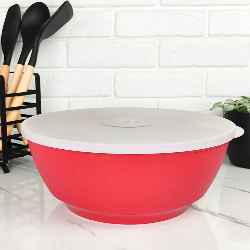 Bowl de Plástico com Tampa 5L - Vermelho