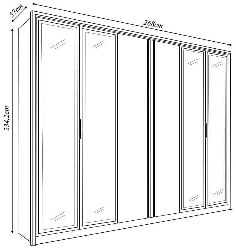 Guarda Roupa Casal Lume com 6 Portas de Bater e 4 Gavetas MDP Freijo/OffWhite G11 Gran Belo