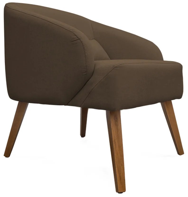 Kit 2 Poltronas Decorativas Lara Pés de Madeira Suede Marrom - Sheep Estofados - Marrom