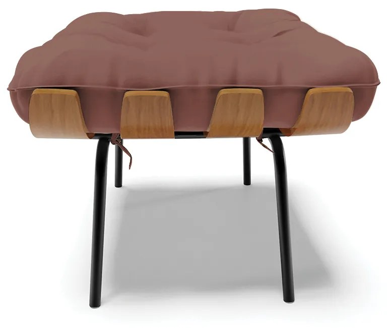 Puff Costela Veludo Base Metálica Preto M11 - D'Rossi - Rose