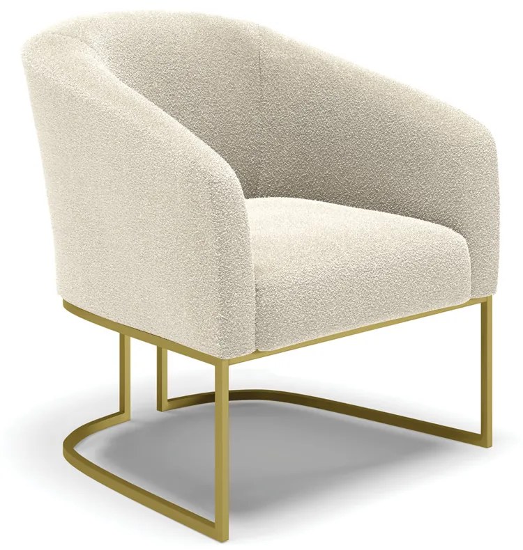 Poltrona Sala Decorativa kit 2 Stella Industrial Dourado Bouclê Bege D03 - D'Rossi