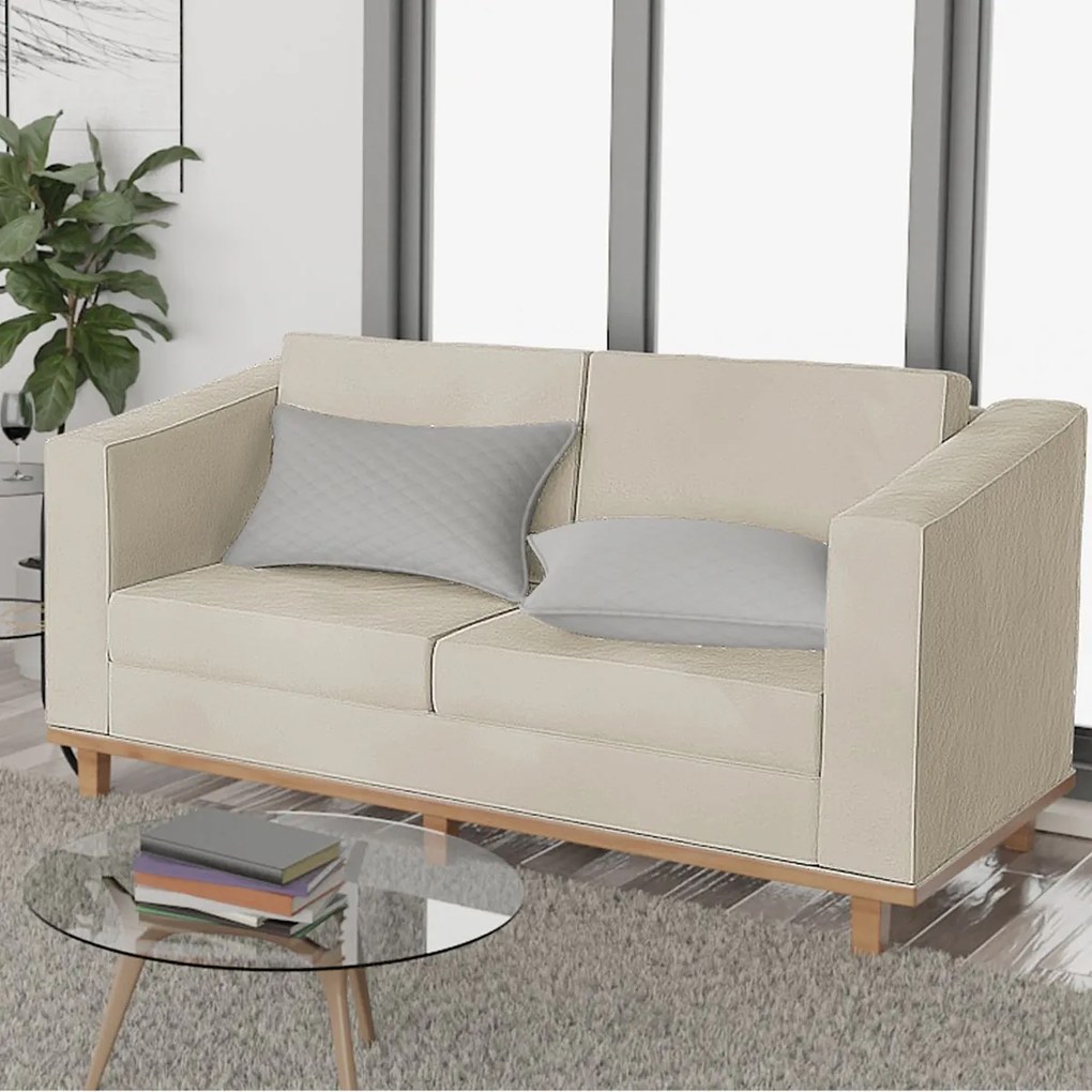 Sofá 2 Lugares Europa Suede Bege ADJ Decor