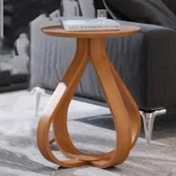Mesa Lateral Apoio Para Sala Pé de Madeira Samba Cinamomo E05 - Mpozen