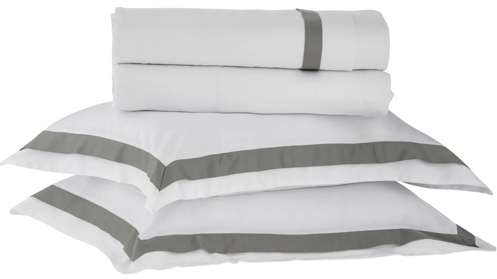Jogo de Cama Kacyumara 300 Fios Bellagio Branco e Green - Queen