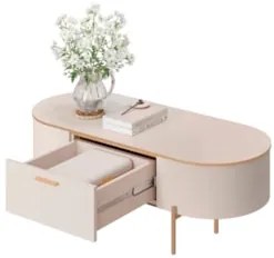 Mesa de Centro Para Sala Pés Metálicos Clover D04 Off White - Mpozenat