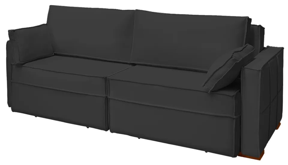 Sofá Cama Ferrari Retrátil e Reclinável 2,15m Veludo Preto