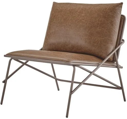 Poltrona Industrial Vini Courino Caramelo Base Cobre 80cm - 62178 Sun House