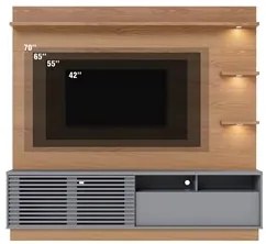 Estante Home Theater para TV 70 Pol. com LED 200cm Amiche C05 Freijó/C
