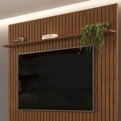 Painel para TV 75 Polegadas Ripado 223x212cm Pratisk D04 Freijó - Mpoz