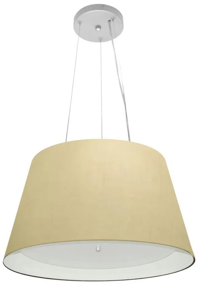 Lustre Pendente Cone Md-4119 Cúpula em Tecido 21/40x30cm Algodão Crú / Branco - Bivolt