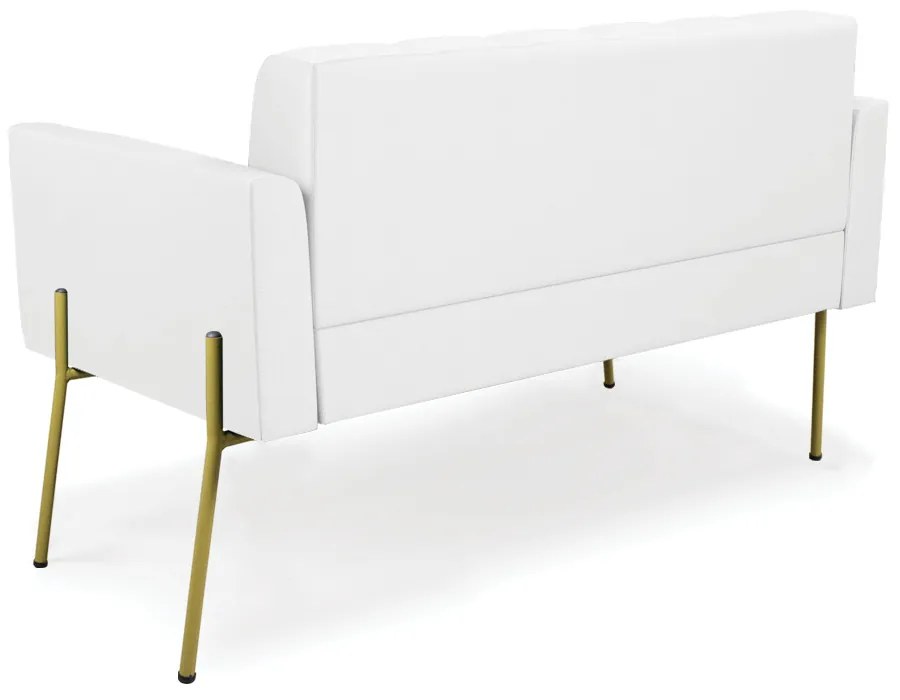 Sofá Namoradeira 2 Lugares Base Pé de Ferro Dourado Elisa Corino D03 - D'Rossi - Branco