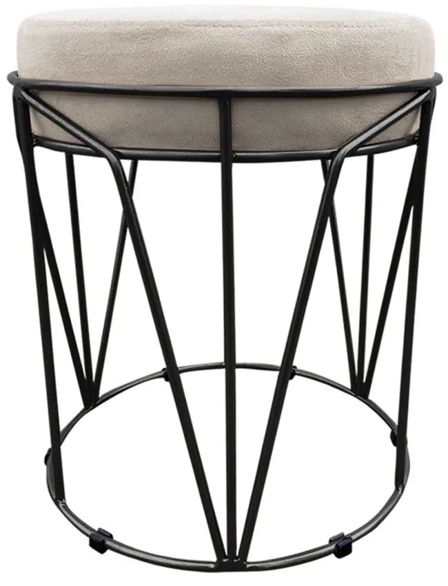 Puff Multiuso com Mesa Babu 2 em 1 Suede Bege Base Preto - D'Rossi