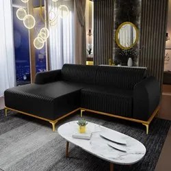 Sofá 255cm 4 Lugares com Chaise Esquerdo Pés Gold Molino B-159 Corano