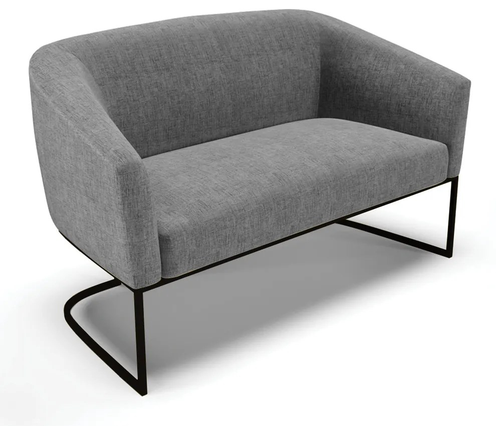 Sofá Namoradeira e Poltrona Base Industrial Preto Stella Linho D03 - D'Rossi - A26 Gafite