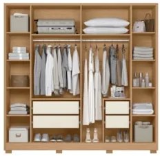 Guarda Roupa Casal 237cm com Espelho Vinna A02 Off/Freijó - Mpozenato