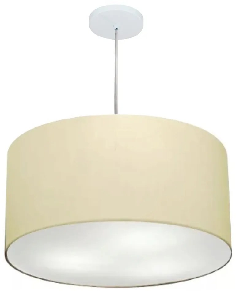 Lustre Pendente Cilíndrico Md-4220 Cúpula em Tecido 55x30cm Algodão Crú - Bivolt