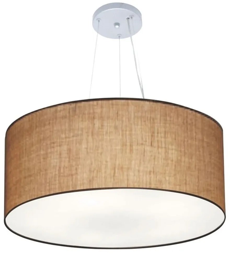 Lustre Pendente Cilíndrico Md-4150 Cúpula em Tecido 70x21cm Palha - Bivolt