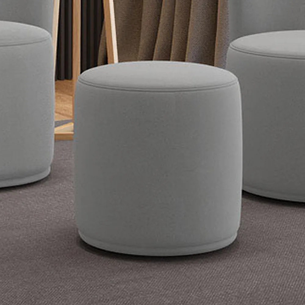 Puff Redondo Orgânico para Sala Kit 2 Malu Suede M11 - D'Rossi - Cinza