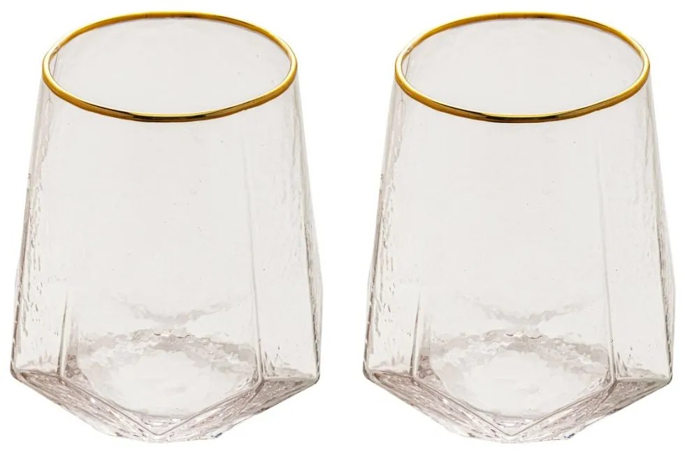 Jogo 2 Copos Baixos Cristal Taj Com Borda Dourada 550ml 28979 Wolff