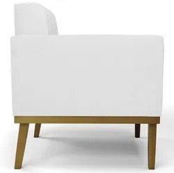 Poltrona Base Madeira Castanho Kit 2 Ana Sintético Branco - Ibiza