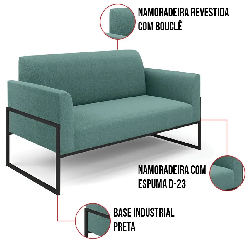 Namoradeira e Poltrona Industrial Alta Preto Marisa Bouclê D03 - D'Rossi - Menta