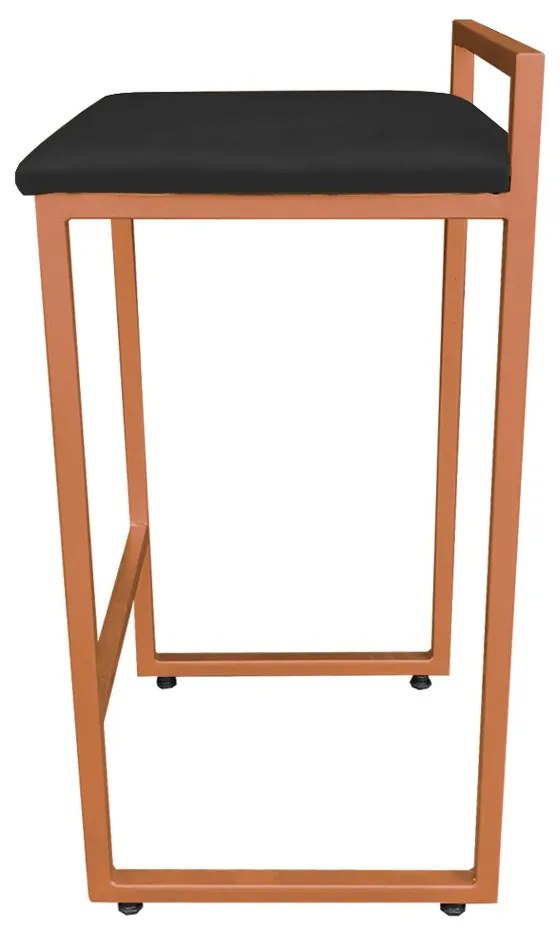 Banqueta Alta Lavínia Suede Preto Base Cobre D'Rossi