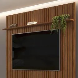 Painel para TV 75 Polegadas Ripado 223x240cm Pratisk D04 Freijó - Mpoz