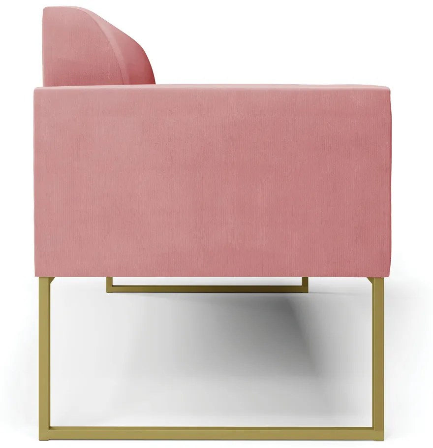 Sofá Namoradeira Base Industrial Dourado Marisa Suede D03 - D'Rossi - Rose