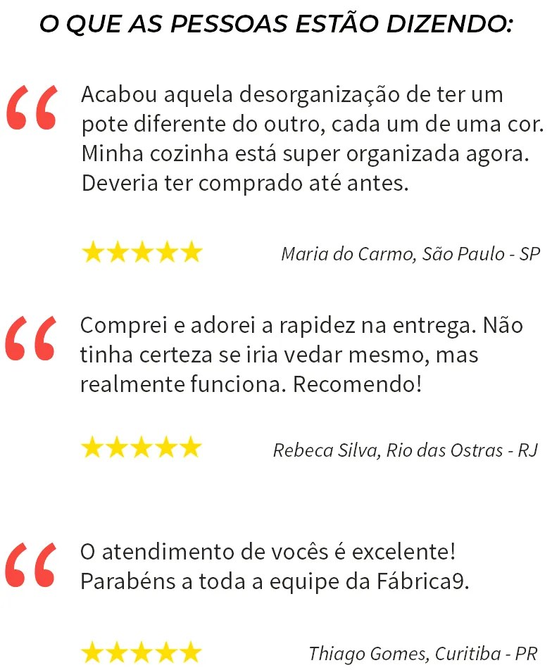 Kit básico com 5 potes + 1 pote de 1 litro de brinde