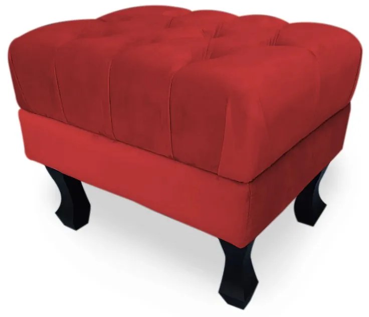 Puff Baú Decorativo Capitonê Luis XV 50x40cm Suede Vermelho - Sheep Estofados - Vermelho