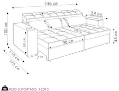 Sofá Retrátil Reclinável 3 Lugares 246cm Vick Z32 Suede Bege - Mpozena