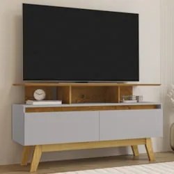 Rack Bancada Para TV 50 Pol 120cm 2 Portas Rubi Naturalle/Off - Bechar
