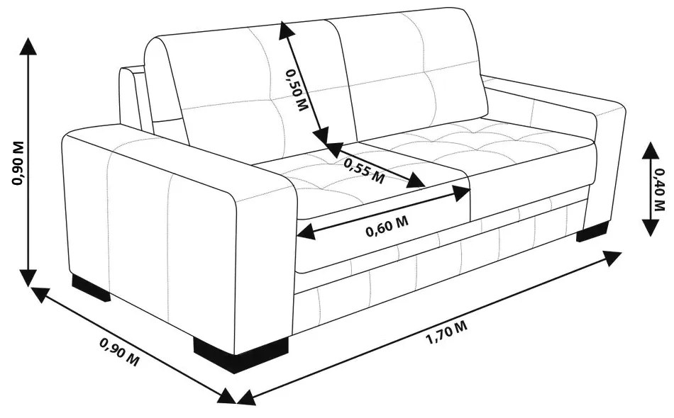 Sofá 2 Lugares Sala de Estar Milano 170cm Couro Branco G58 - Gran Belo