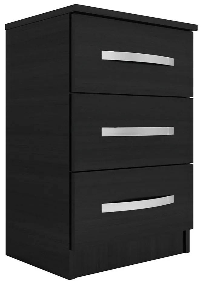 Mesa de Cabeceira 3 Gavetas Quarto Design Domus Preta