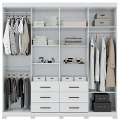 Guarda Roupa Casal 8 Portas 6 Gavetas Liverpool 8.6 New Branco - Santo