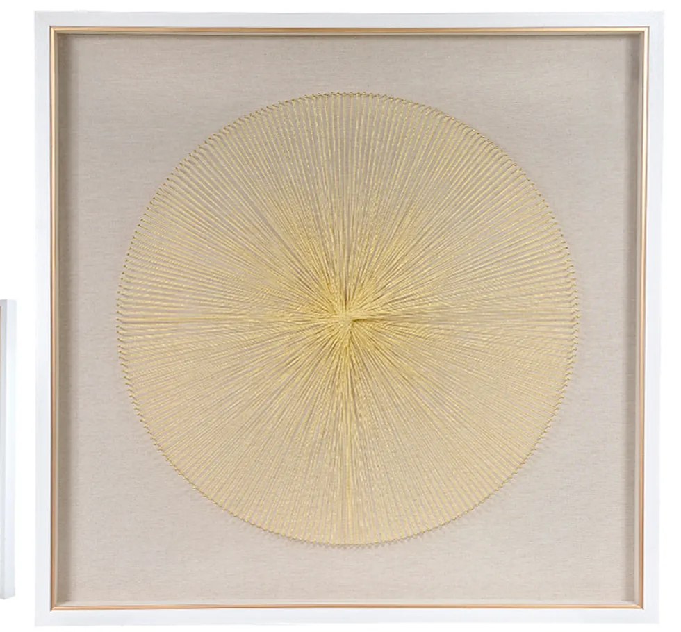 Quadro Decorativo Linha Dourado e Bege 80x80x5 cm - D'Rossi